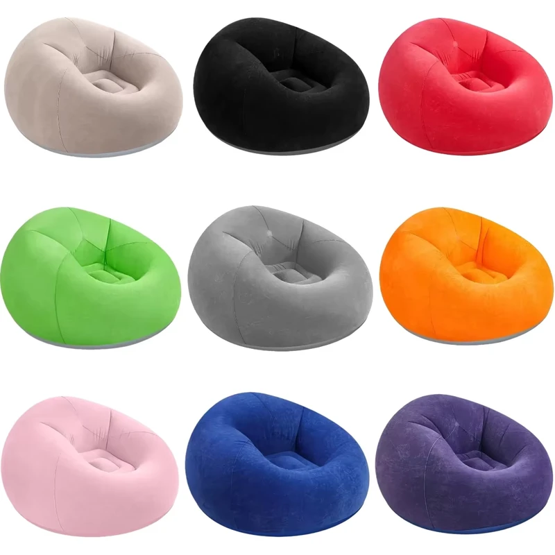 Sofa Udara Inflatable Dalam Ruangan dan Luar Ruangan Portable, Couch Udara Flocked PVC, Kursi Santai Nyaman untuk Camping, Pantai, Penggunaan Rumah