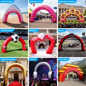 Arco insuflável exterior em PVC, Entradas insufláveis de alta qualidade, Publicidade insuflável com logótipo personalizado, Arco insuflável para eventos