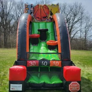 Jogo de Basquetebol Inflável para Exteriores - Zona de Lançamento com Cesto Inflável - Campo de Basquetebol Inflável