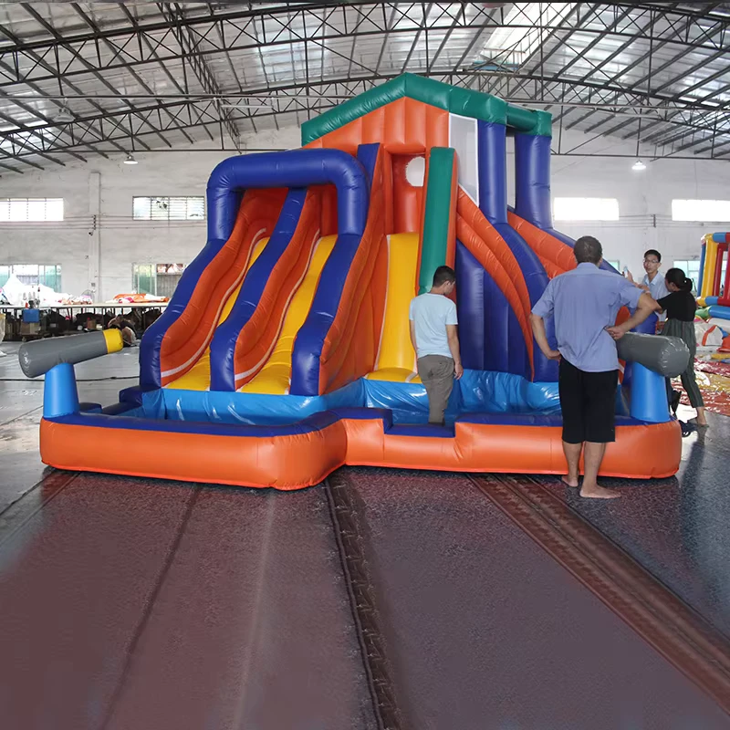 Nhà hơi nhảy và trượt nước ngoài trời cho trẻ em, thiết bị công viên aqua khổng lồ, vật liệu PVC, công suất cao, sử dụng thương mại