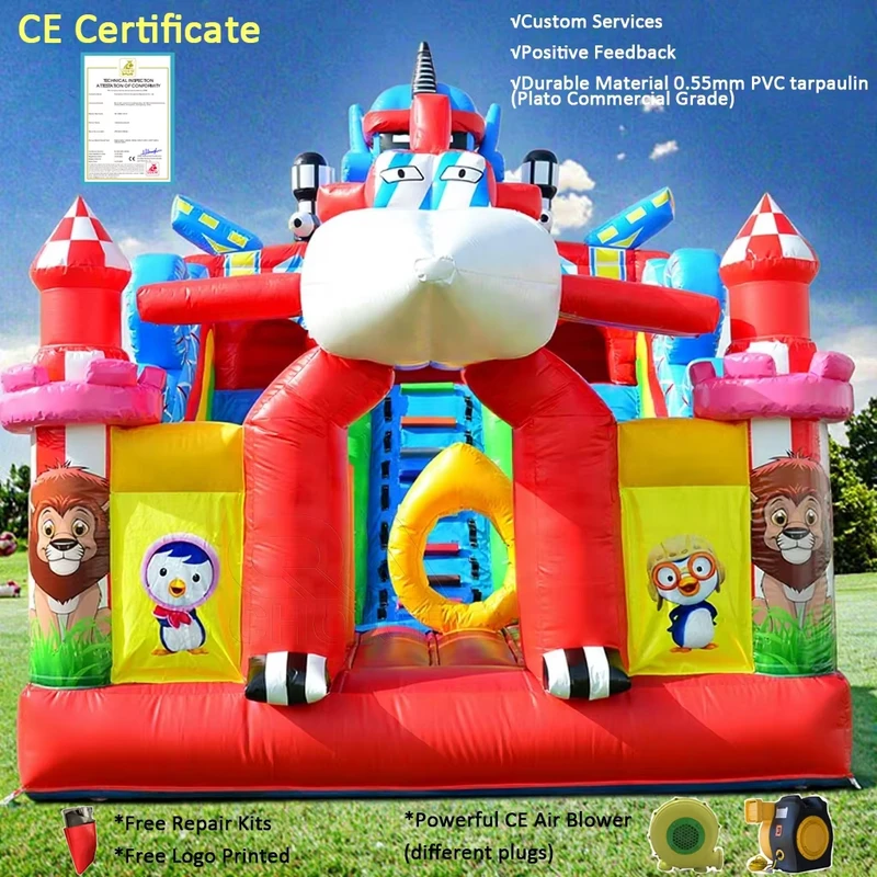 Aufblasbares Bungee-Trampolin 4x6m, Roboter Sprungburg, Aufblasbare Burg für Kinder