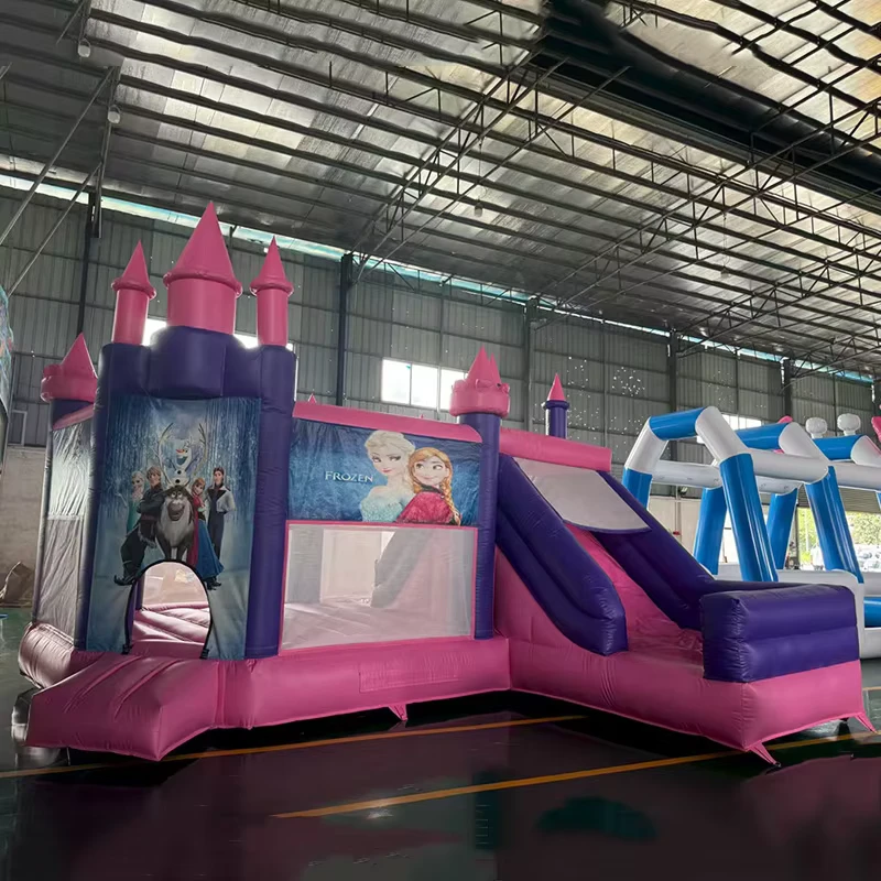 Castello Gonfiabile all'Aperto, Casa da Gioco, Principessa del Ghiaccio, Carino Castello Gonfiabile per Bambini, Casa Gonfiabile Gigante per Giardino e Parco Giochi