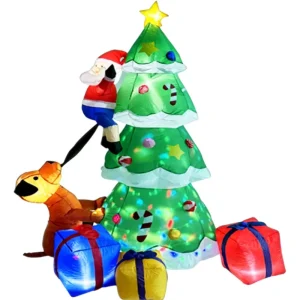 Outdoor Inflatable Christmas Tree Decorations with Santa Claus Dog Gifts Boxes Christmas Inflatable Tree