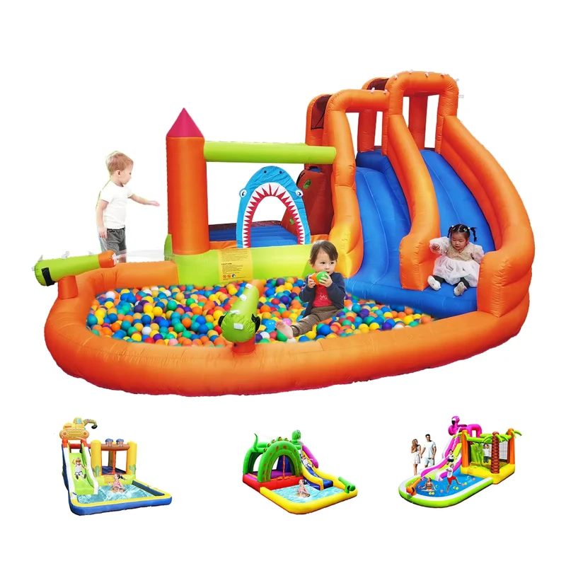 Château Gonflable Combo Gonflable en Extérieur, Toboggan Aquatique, Maison Gonflable pour Enfants