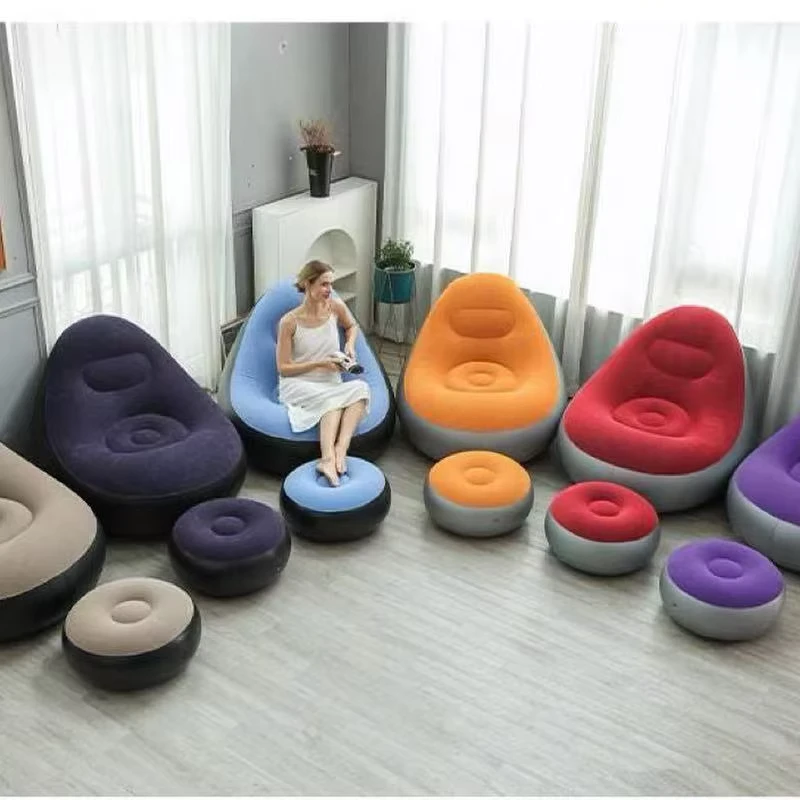 Outdoor Aufblasbare Couch Camping Luftsofa Aufblasbar Tragbarer Fauteuil mit Fußstütze Leichtes Campingmöbel