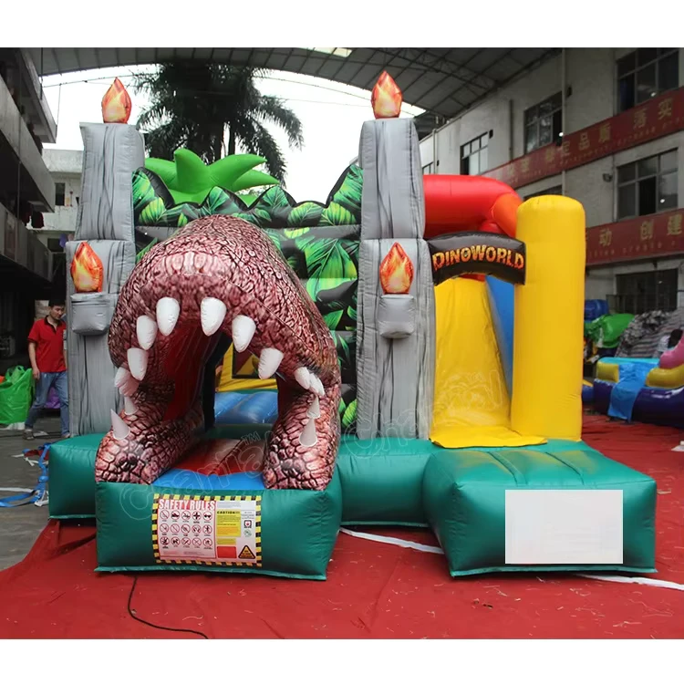 Combo de Escorrega Inflável de Dinossauro ao Ar Livre Bouncer Moonwalk Slide Casa Inflável Escorrega Inflável Bouncer Combo