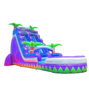 Kastil Lompat Inflatable Luar Ruangan dengan Seluncuran dan Kolam Taman Interaktif untuk Anak-anak