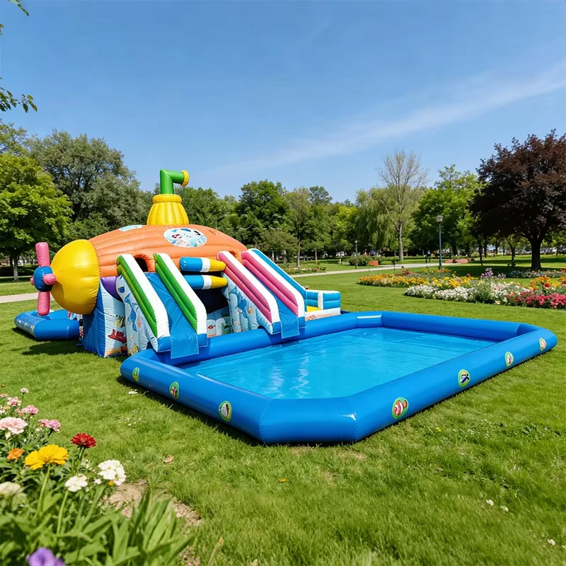Opblaasbaar Kinderzwembad met Glijbaan Aqua Park Waterslides