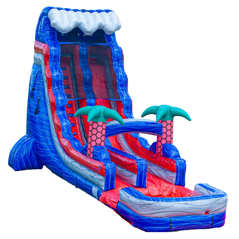 Outdoor Inflatable PVC Water Sides Water Slide 2 Lane Adult Commercial Use Tarpaulin Tropical With Pool