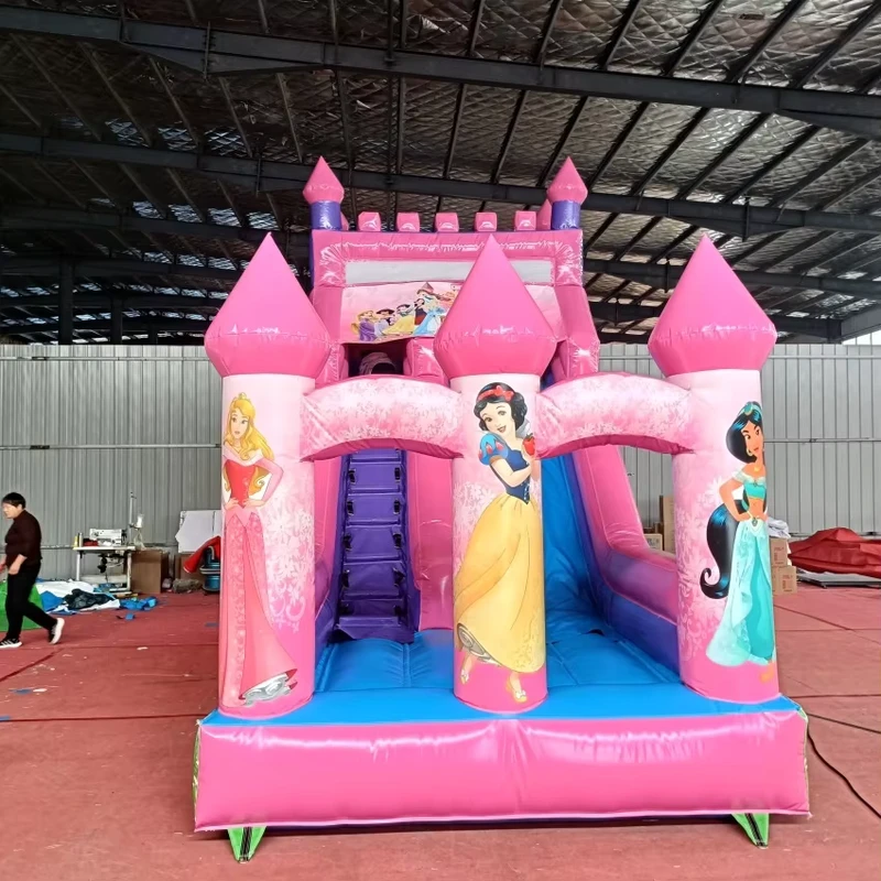 Castelo Inflável com Escorrega para Exterior, Castelo de Saltar Tradicional em PVC, Inflável com Ventoinha