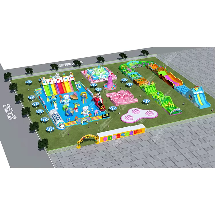 Outdoor Inflatable Sport Park Big Bouncy Castle Park Factory Supply