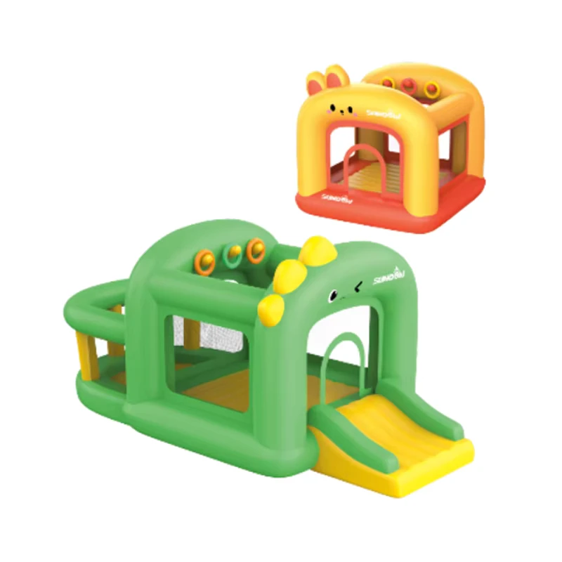 Outdoor Inflatable Trampoline Cute Green Elephant Inflatable Castle for Children with Slide