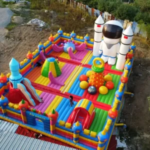 Trampolin Inflatable Luar Ruangan Rumah Loncat Besar Taman Tema Inflatable Kastil Bouncy Kombinasi untuk Disewa