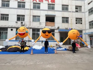 야외 인플레이터블 노란색 풍선 퍼레이드 의상, 인플레이터블 인형, 스마일리 얼굴 디자인 인플레이터블 동물 풍선