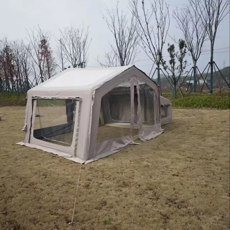 Tenda Inflável de Luxo Integrada ao Ar Livre, Yurt de 10 Metros Quadrados, Tecido Oxford Impermeável, Quatro Estações, Dupla Camada, Um Quarto