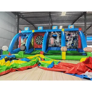 Outdoor Interactive Sports Inflatable 4 in 1 Carnival Game Party Rentals Basketball Shooting Game Soccer Target Eco Friendly