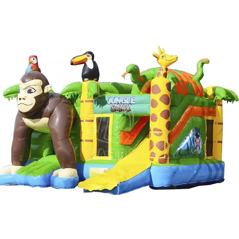 Buiten Jungle Opblaasbare Aap Bouncy Kasteel met Glijbaan