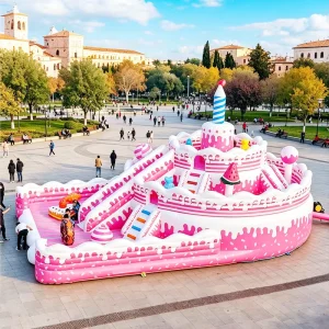 Outdoor Kids Jumping Trampoline Game Facilities Family Backyard Birthday Party Cake Inflatable Bounce House with Slide Combo