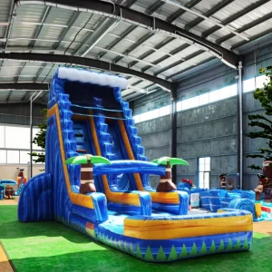 Outdoor Kids Party 24ft Jungle Falls Inflatable Water Slides Wet and Dry Slide