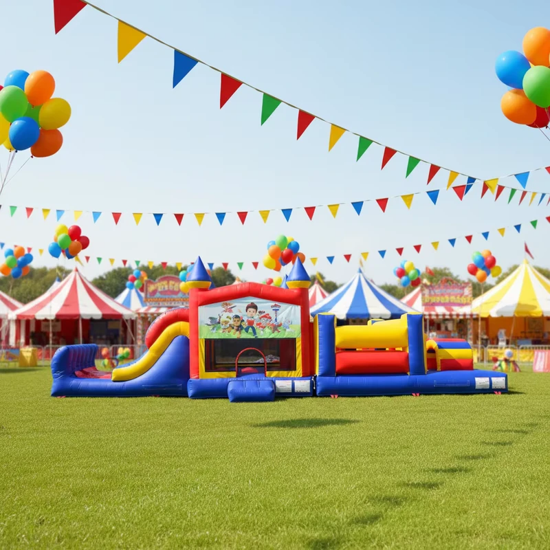 Khóa chướng ngại vật bơm hơi tương tác lớn ngoài trời Khóa bouncy bơm hơi nhỏ
