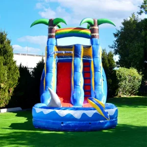 Toboganes de Agua Grandes de Selva al Aire Libre, Casa Inflable de Rebote Húmeda y Seca