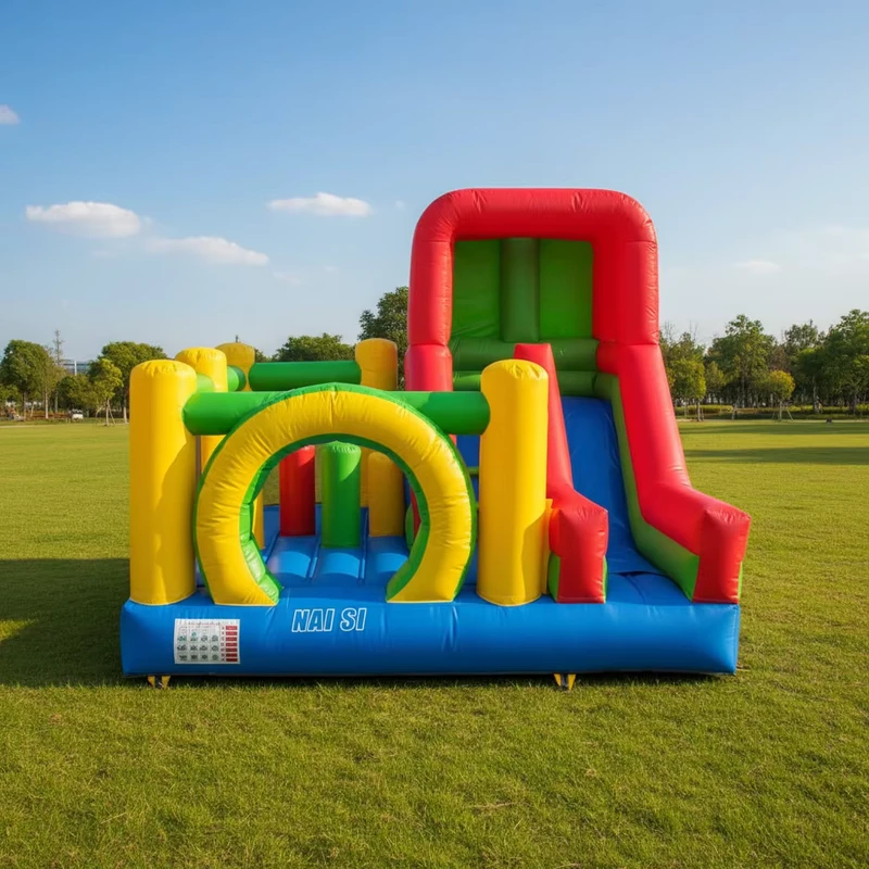 Kastil Bouncy Mini Luar Ruangan dengan Seluncuran untuk Anak-Anak, Kombinasi Inflatable PVC untuk Sewa