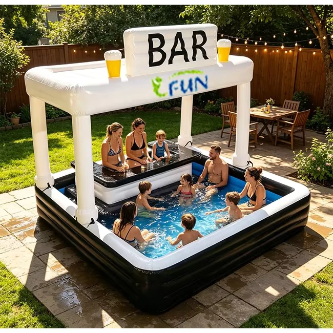 Bar Gonfiabile Galleggiante in PVC Vinile all'Aperto - Tendoni Gonfiabili per Bambini - Sedute per Lounge in Piscina per Feste in Giardino e Uso Residenziale
