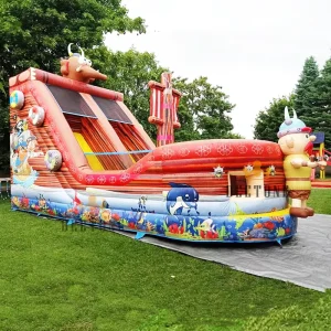 Pesta Luar Ruangan Kapal Bajak Laut Meluncur Inflatable PVC untuk Taman