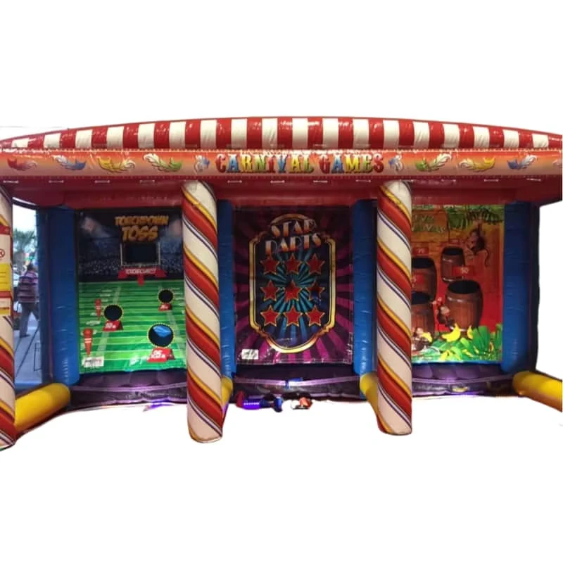 Juegos Inflables para Fiestas al Aire Libre 3 en 1, Stand de Feria Personalizado, Cabina de Juego Inflable para Niños