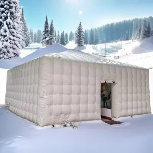 Outdoor Party Use White Christmas Holiday Inflatable Disco Wedding Tent with LED Lights Rooftop Winter Inflatable Event Tents