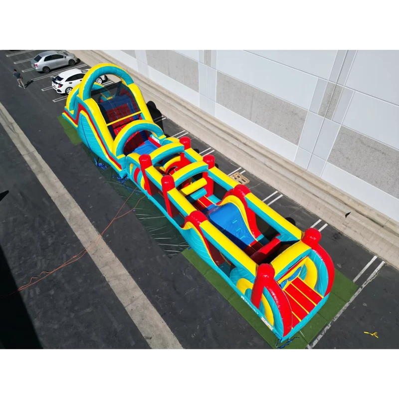 Équipement de terrain de jeu extérieur commercial, parcours d'obstacles gonflable pour entreprise de location