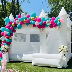 Outdoor Playground Soft Play Equipment Commercial Inflatable Bouncy Castle White Bounce House Combo with Ball Pit