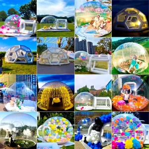 Buiten draagbare luchtfeest decoratie springende tuin bouncy dome voor kinderen, PVC commercieel grade opblaasbaar bubbelhuis