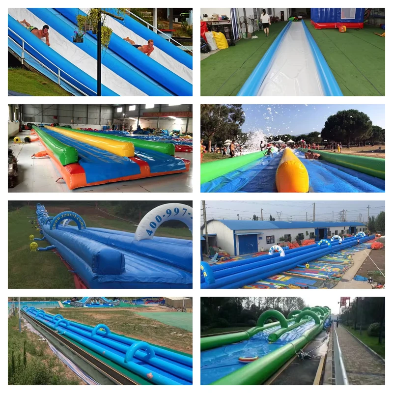 Outdoor Mietklasse Mehrspur-Hang Aufblasbare Rutschbahn Lange Abwärts-Renn-Wasserrutsche für Sommerveranstaltungen