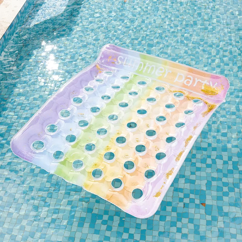 Giường nổi bằng nước PVC đơn và đôi ngoài trời cho người lớn và trẻ em, Đệm bầu trời sao có sequin, Van xả khí