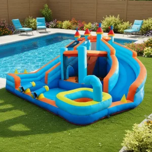 Toboggan gonflable d'été pour enfants, château de saut, glissade de jeu gonflable