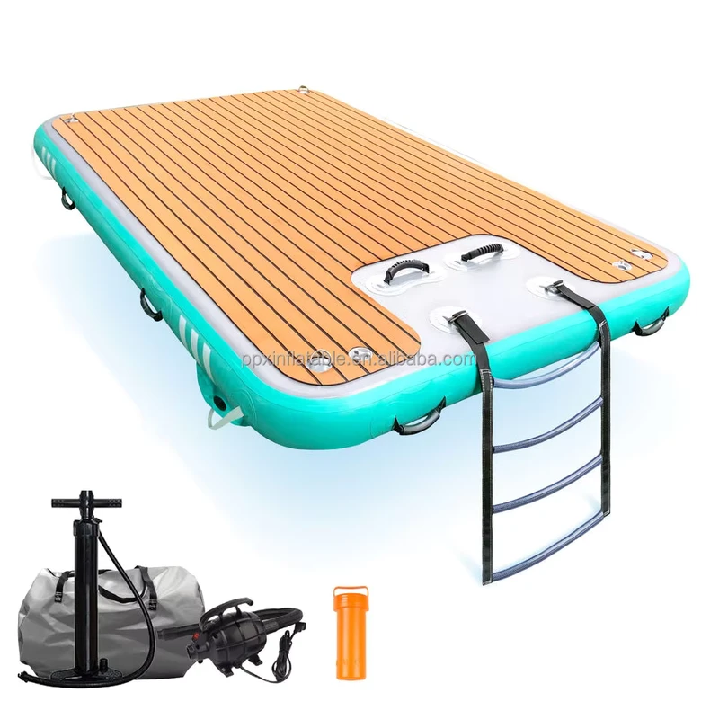 Aufblasbare Schwimminsel, schwimmendes Floß, Wasser-Jet-Ski-Dock, Wasser-Matte, aufblasbares Dock-Plattform mit Leiter