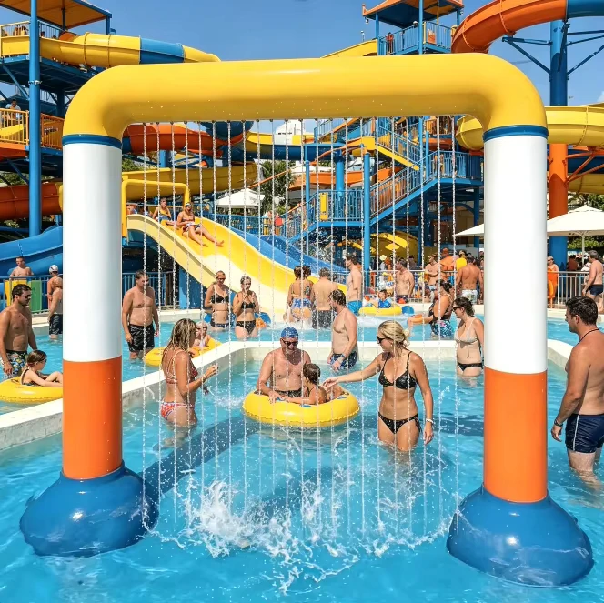 Fonte de Arco de Chuva Interativa com Cortina de Água para Piscina ao Ar Livre - Área de Brincadeira Aquática para Crianças
