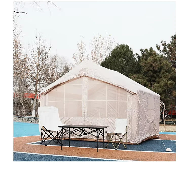アウトドアテント 四季用 ダブルティア インフレータブルキャンプテント PVC ナイロン 防水 保温 迅速かつポータブル 大空間