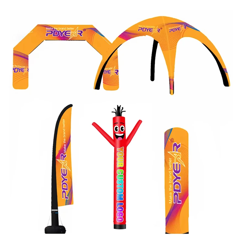 Lều bơm hơi in logo tùy chỉnh cho triển lãm thương mại ngoài trời, quảng cáo, cổng bơm hơi