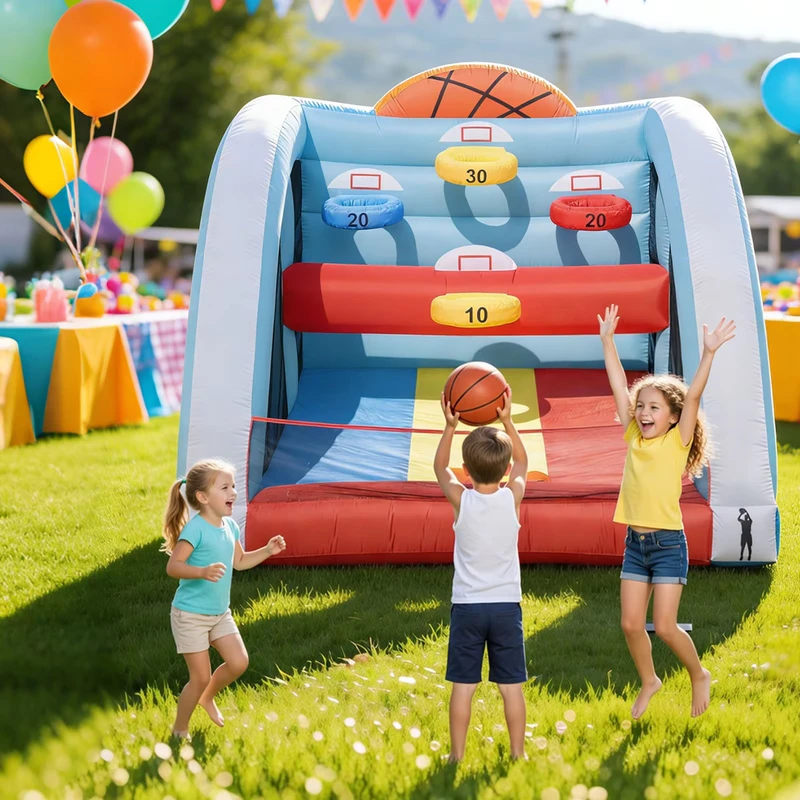 Compétition de lancer de basketball interactif pour deux joueurs en extérieur, divertissement pour adultes et enfants, jeu de tir au basketball gonflable