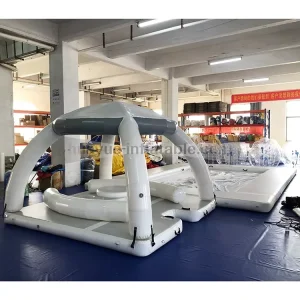Outdoor Water Bar Commercial with Tent Floating Inflatable Dock Platform