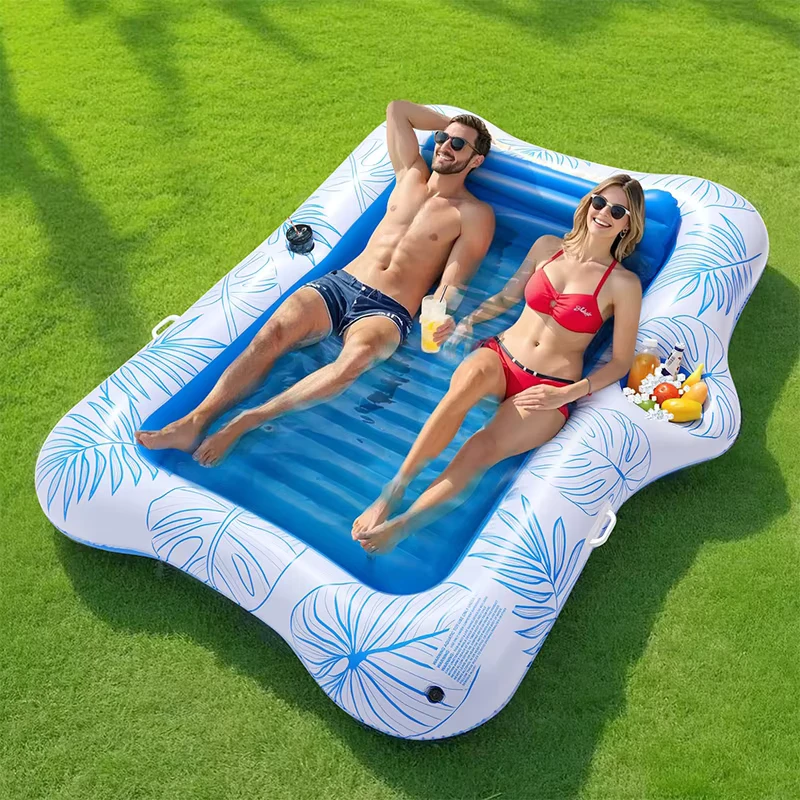 Materassino Gonfiabile per Letto da Sole Grande da Esterno con Portabicchieri e Cuscino per il Collo