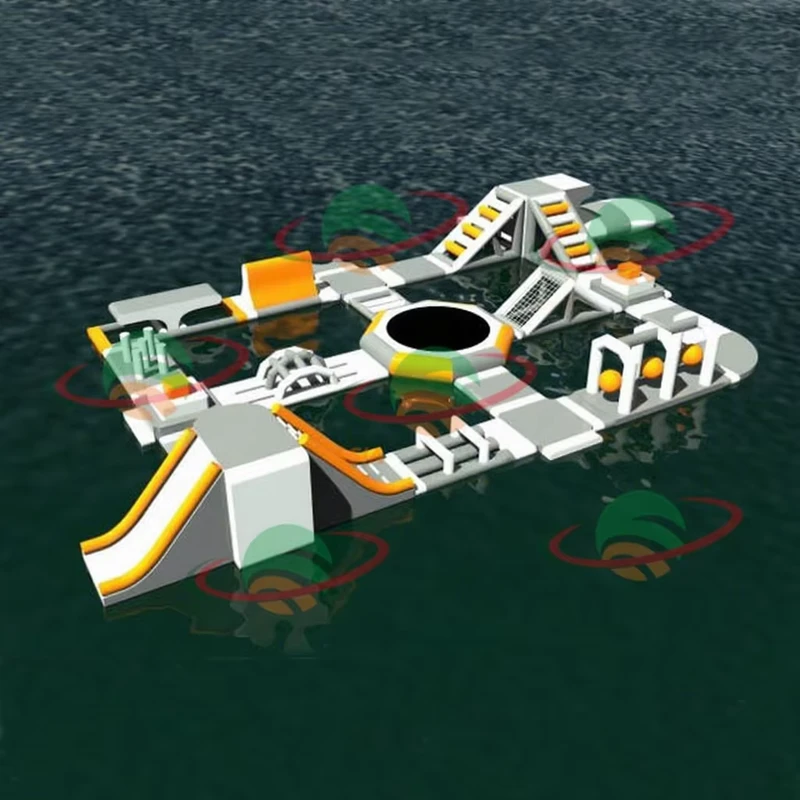 Parco acquatico gonfiabile all'aperto, gioco di corsa ad ostacoli galleggiante per bambini per avventure in mare e lago