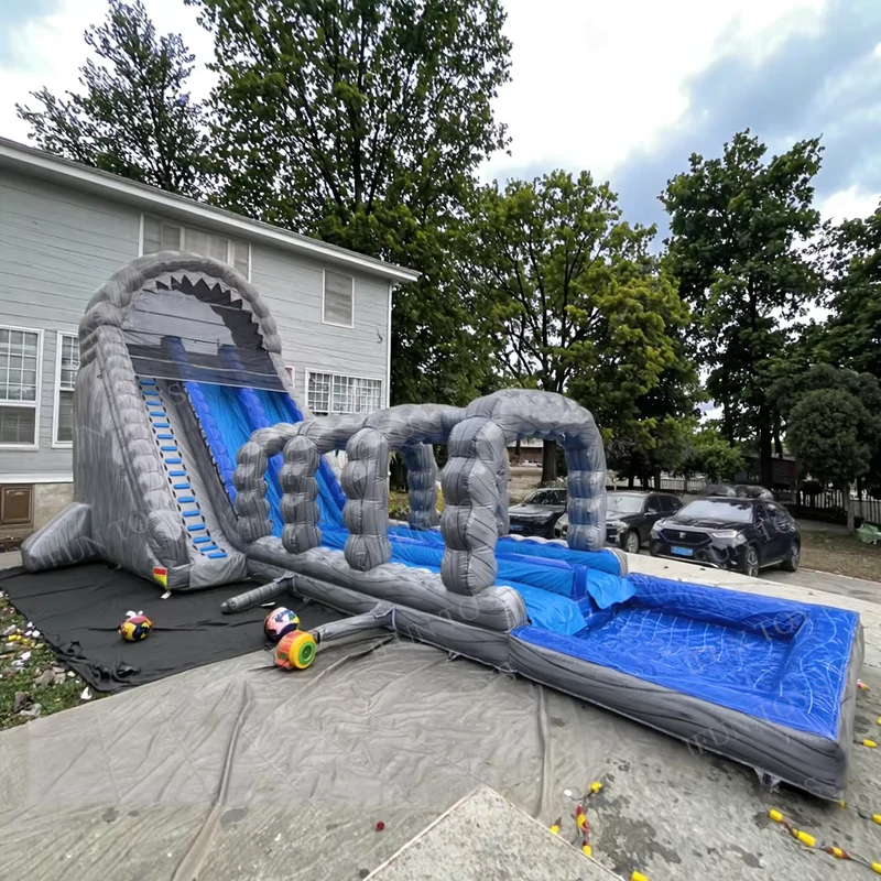 Seluncuran Air Inflatable Taman Air Luar Ruangan dengan Kolam untuk Anak-anak dan Dewasa