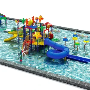 Parc aquatique extérieur avec toboggans et parc aquatique pour le plaisir aquatique en famille