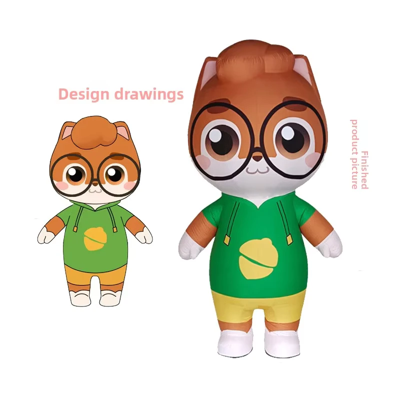 Tanda Bisnis LED Tahan Air Bertenaga Baterai Inflatable Kartun Model Udara Kustom Maskot Berjalan Kostum IP
