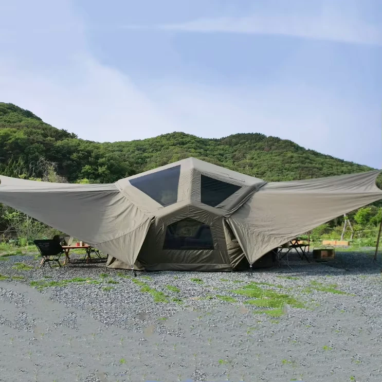 Tienda de domo inflable impermeable para camping con agujero para estufa