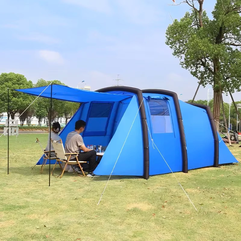 Outdoor Waterproof Oversized Camping Family 4-5 People Inflatable Tunnel Tent One Room One Hall Double Layer Four-season