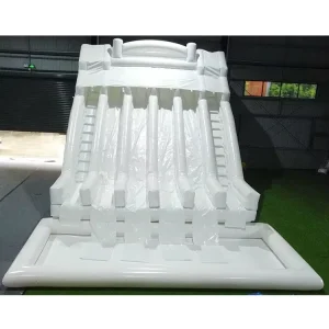 Outdoor White Long Commercial Inflatable Water Slide Four Lanes Giant Inflatable Slides with Pool